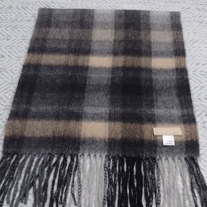 Nordstrom 100%cashmere Plaid Scarf - Black, Gray, Tan